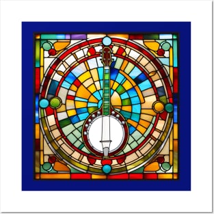 Rainbow Banjo Stained Glass Posters and Art